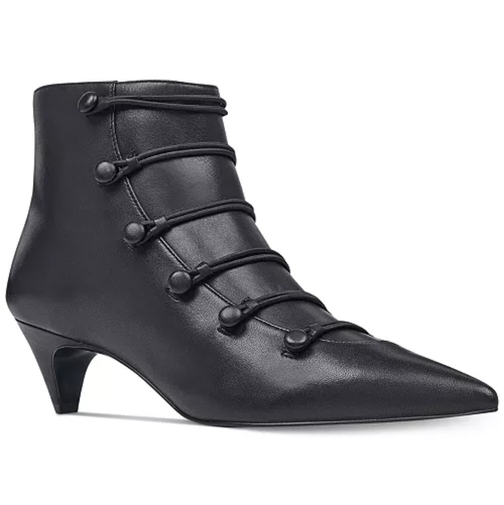 Nine West Black Zadan Kitten Heel Leather Booties